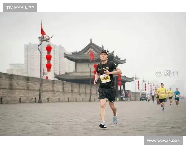 西安城墙上跑步